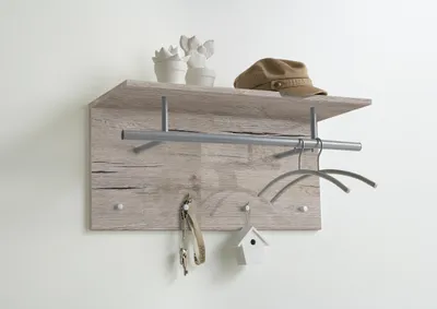 Produktbild von FMD furniture 441-001 Wandgarderobe in Nachbildung Sandeiche Nachbildung, Maße ca. 72 x 34,5 x 29,5 cm (BxHxT)
