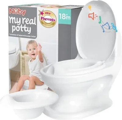 Immagine prodotto di Nuby My Real Potty Vasino musicale, design realistico, suono di sciacquone, base antiscivolo, contenitore per pannolini