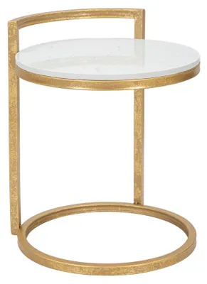 Immagine prodotto di Tavolinetto Round Marble 40x43x50 cm in Ferro e Marmo Oro e Bianco