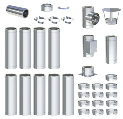 Produktbild von 10 m - DW-ECO 2.0 Edelstahlschornstein Ø 300 mm Komplettset doppelwandig Bodenmontage