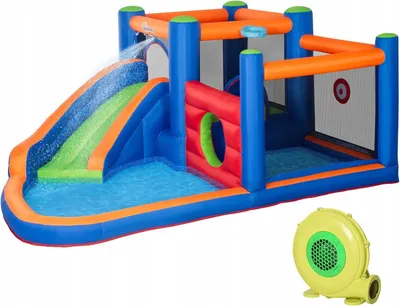 Zdjęcie produktu dla NADMUCHIWANY ZAMEK WODNY Z DMUCHAWĄ 380 x 340 x 170 cm ZE ZJEŻDŻALNIĄ