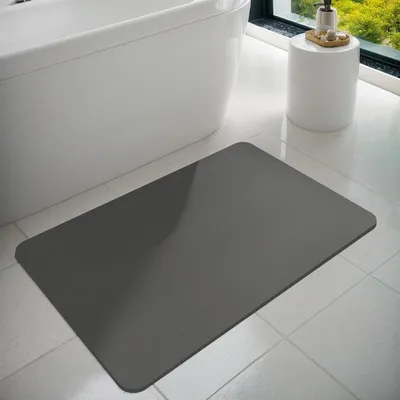 Immagine prodotto di Tappetini da bagno, 43 x 80 cm, grigio scuro, in gomma, antiscivolo, assorbenti, per il bagno