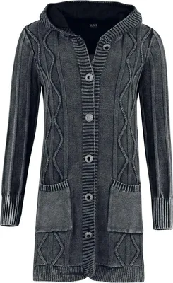 Produktbild von Black Premium by EMP Damen grauer Acid-Wash-Cardigan mit Kapuze XXL