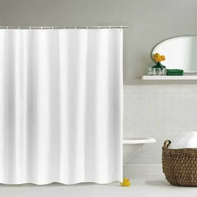 Produktbild von EXTRA LANGER DUSCHVORHANG Höhe weiß fürs Badezimmer, breiter Badezimmervorhang aus Anti-Schimmel-Polyester, wasserdicht für die Badewanne, Breite 180 x Höhe 220cm |MOON