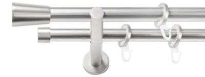 Produktbild von SN Deco Gardinenstange Nizza, 19 mm, 2-läufig, Stahl, Komplett-Set mit Ringen, Auflageträger, 150 cm, chrom matt