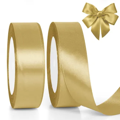 Satinband Gold 25 mm x 46 m, 2 Rollen, Geschenkband