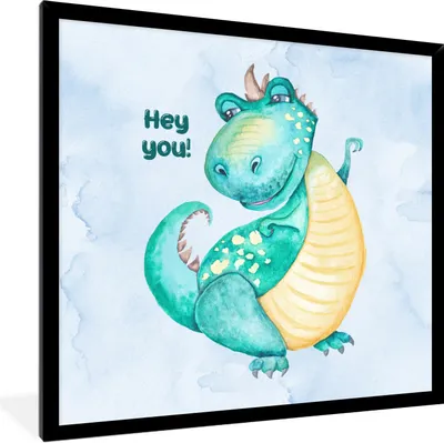 Produktbild von MuchoWow® Gerahmtes Poster Dinosaurier - Zitate - Kinderzimmer - Jungen - Mädchen - Kinder 40x40 cm - Poster mit Schwarzem Bilderrahmen Wandposter Rahmen Foto Bilder - Mit Rahmen - Wanddekoration Schlafzimmer