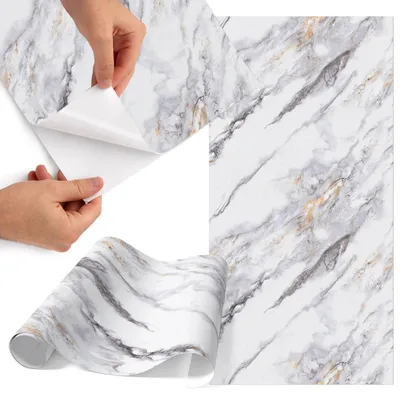 Produktbild von Möbelfolie 50x100 cm - Klebefolie Möbel - Selbstklebende Folie - Folie für Möbel - Möbelfolie Küche - Klebefolie Küche - Möbelfolie Schrank - Wasserdicht - Abwaschbar - Selbstklebend - Luftblasenfrei - Rückstandslos entfernbar - Marmor-Eleganz