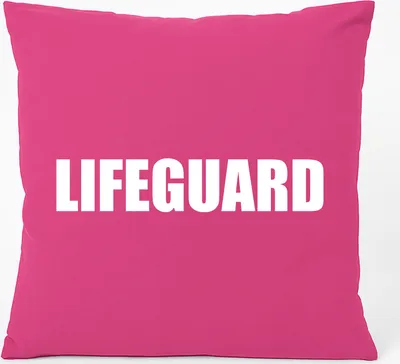 Produktbild von Huuraa Kissen Lifeguard Schriftzug 40x40cm mit Füllung Fuchsia Baumwolle Dekokissen Geschenkidee