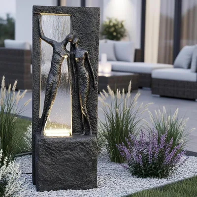 Immagine prodotto di Fontana da giardino - Fontana esterna - Atmosfera accogliente - Illuminazione a LED - 99,5 cm - Bronzo