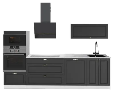 Produktbild von Küchenzeile Vicco Fame-Line Anthrazit-Gold Landhaus/Weiß 280 cm, AP Marmor, Model 64709