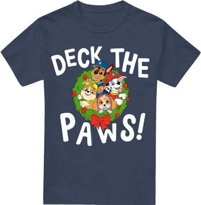 Produktbild von Paw Patrol - "Deck The Paws" T-Shirt für Herren/Damen Uni - weihnachtliches Design TV18319 (M) (Marineblau)