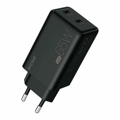 Produktbild von beclad. 65W Typ C 2-Port-Reiseadapter (C+C) SCHWARZ BE-PT765CBG-GR
