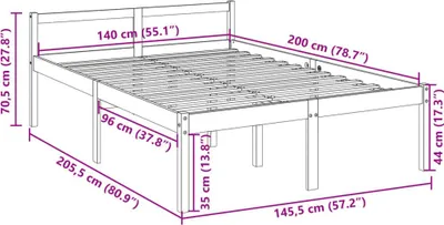 Produktbild von vidaXL Seniorenbett Weiß 140x200 cm Massivholz Kiefer