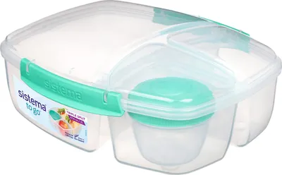 Image de Boîte à lunch étanche vert menthe avec récipient pour yaourt