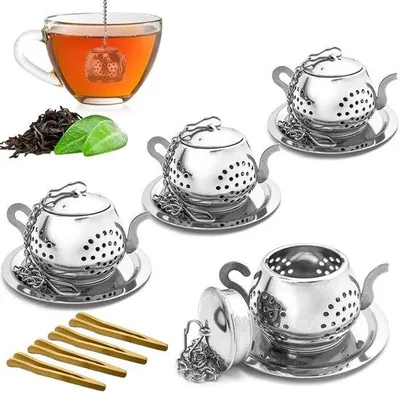 Produktbild von Famanu Teesieb aus Edelstahl - Set von 4 - Silber