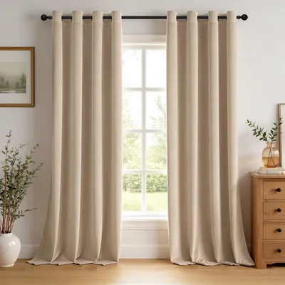 Produktbild von Samtvorhänge mit Ösen, 2er-Set, beige, 140 x 280 cm
