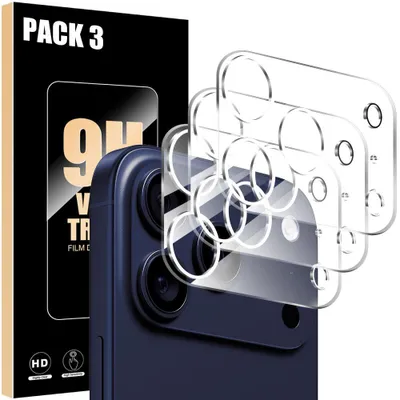 Image de 3 Verres Trempés Caméra Arrière pour iPhone 17 Pro, Protection Anti-Rayures 9H Antichoc