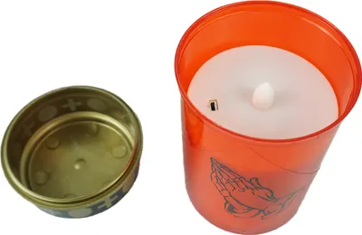 Produktbild von LED Grablicht rot Dauerbrenner mit Batterie Flackereffekt Grabkerzen Friedhofskerze Gedenkkerze Grablaterne Ewiges Licht Trauerkerze
