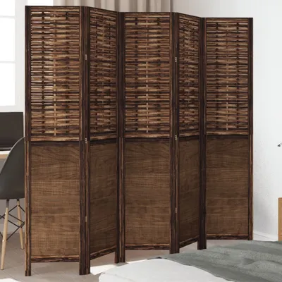 Produktbild von Design 5-tlg. Raumteiler Dunkelbraun Massivholz Paulownia, Raumteiler 2024 Neu