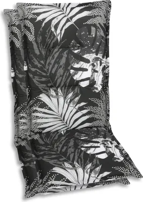 Produktbild von GO-DE Textil, Sesselauflage Hochlehner, 2er Set, Farbe: schwarz, Maße: 120 cm x 50 cm x 7 cm, Rueckenhoehe: 70 cm