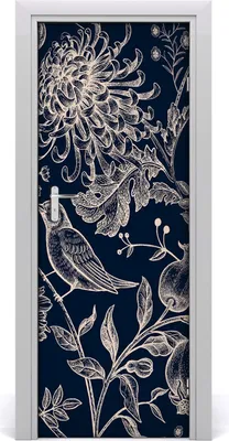 Produktbild von Tulup Türaufkleber 75x205 cm Dekorative Aufkleber Selbstklebend Wasserdichte Tapete Abnehmbar Schlafzimmer Wohnzimmer Wohnkultur - Blumen und Vögel