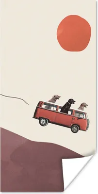 Produktbild von MuchoWow® Poster Hund - Retro - Bus 60x120 cm - Wandschmuck