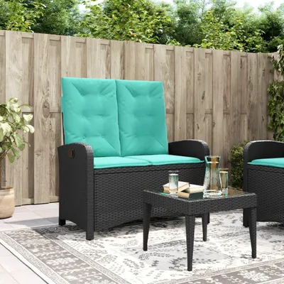 Produktbild von Bestmöbel Gartenbank Verstellbar mit Kissen Schwarz Poly Rattan - Gartenbänke CC195989