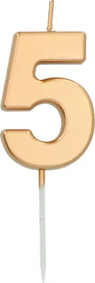 Zahl-5-Kerze Gold 5 cm – Geburtstagskerze für Torte