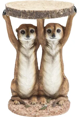 Produktbild von Kare Design Beistelltisch Meerkat Braun, 33cm Durchmesser, Couchtisch, Erdmännch