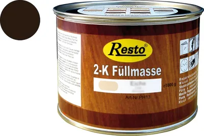 Produktbild von Resto 2K Füllmasse 1000g Mooreiche, 2K Spachtel, Holzkitt, Holzspachtel auf Polyesterbasis, schnell trocknend, beizbar, überstreichbar