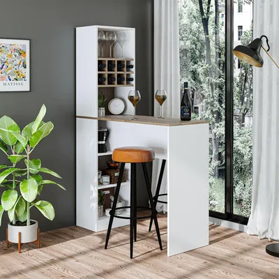 Produktbild von Roomart DUBLIN Bartisch 120 cm breit, Weiß-Eiche