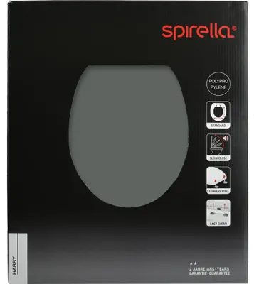 Obrázok produktu pre WC sedátko Spirella Harry s mäkkým zatváraním a odnímateľné na čistenie stlačením tlačidla v antracitovej farbe - Easy Fix Clip System