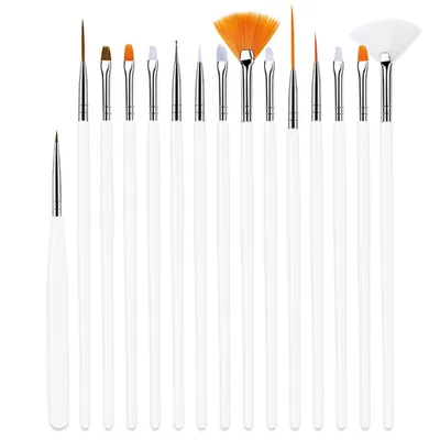 Produktbild von ["Kosmetikpinsel-Set 15 Stück Nagel Pinsel, Nail Art Pinsel Set, Weiß"]