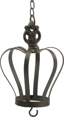 Produktbild von Antike Metallkrone zum Hängen mit Haken Rostbraun Ø11cm H17cm Deko-Krone Weihnachten & Hochzeit