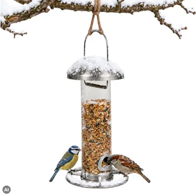 Produktbild von horizont Vogelfutterspender Edelstahl, Futtersäule für Vögel, 28 x 14 cm
