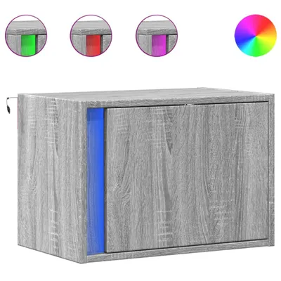 Produktbild von Wand-Nachttisch mit LED-Leuchten Grau Sonoma