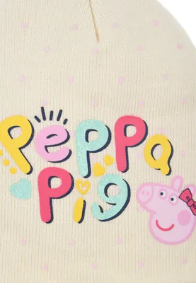 Zdjęcie produktu dla Czapka zimowa dla dziewczynek z motywem Peppy Pig, kolor: biały, rozmiar: 54