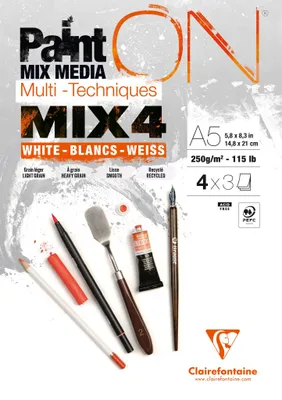 Image de PaintON - 12 feuilles Mix4, format A5, 250 g, x 3 paquets