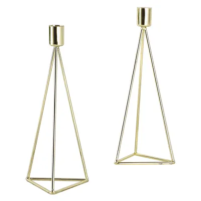 Produktbild von ECHTWERK 2-teiliges Teelicht-/ Kerzenhalter Set "Modern Big", Gold-Edition, 9,5 x 9,5 x 24,2 cm