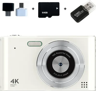 Produktbild von Digitální fotoaparát AIORBER 64G CCD, zachytí okamžik kdykoli, 16x zoom, 2,4palcový displej, kvalita obrazu ve vysokém rozlišení, pro děti, bílý