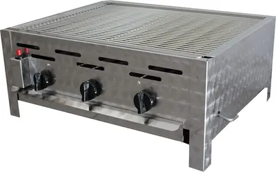 Produktbild von BSR-Grillen 3-flammiger Profi Gasgrill aus Edelstahl, stufenlos regelbar, mit Gasschlauch und Druckminderer (13,5 kW | verchromter Grillrost)