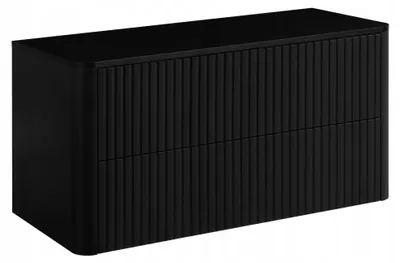 Zdjęcie produktu dla Rodan Szafka pod Umywalkę 100cm - z Blatem - Wisząca - Ryflowana Czarna - Push-to-Open - LINEA
