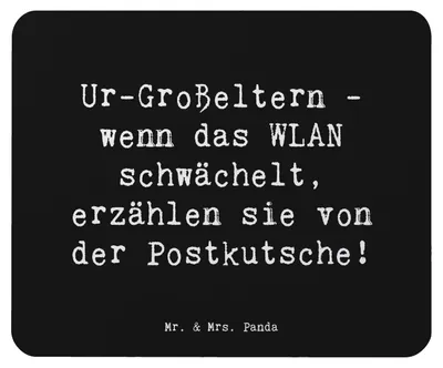 Produktbild von Mr. & Mrs. Panda Mauspad Spruch Ur-Großeltern Geschichten - Schwarz - Geschenk, Mouse Pad, Familie, Ahnen, Dankeschön, Anekdoten, mausteppich, Nostalgie, pc mousepad