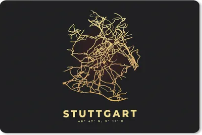 Produktbild von MuchoWow® Schreibtischunterlage Stuttgart - Schwarz-Gold - Karte - Stadtplan 60x40 cm - XXL Mauspad - Großes Mauspad