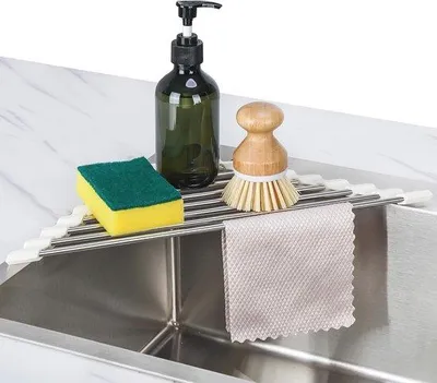 Obrázek produktu pro Skládací sušák na nádobí z nerezové oceli, šetřící místo v kuchyni