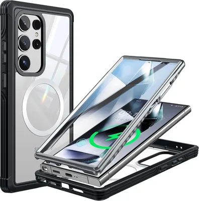 Produktbild von Handyhülle Samsung Galaxy S24 Ultra Hülle, 360 Grad Kratzfeste Handyhülle 6.8 zolle, Eingebauter Displayschutz, Fingerabdruck-Entsperrung, Stoßdämpfend