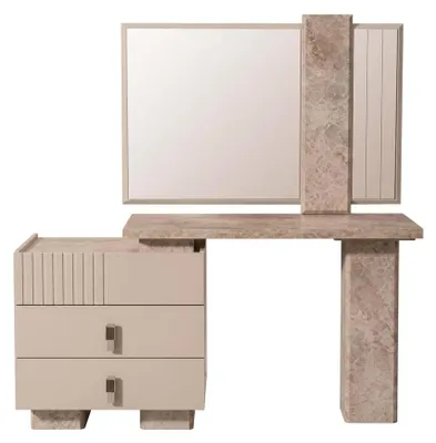 Immagine prodotto di Comodino beige con specchio, mobiletto per il trucco, mobili per la camera da letto
