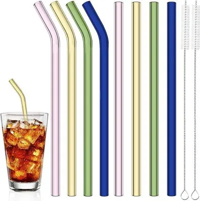 Produktbild von Bunt recycelbare Glas-Rührstäbchen - Set von 8 - für Cocktail-Schönung, Fruchtsmoothies und Saft-Rührstäbchen