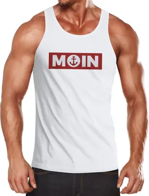 Produktbild von Herren Tank-Top Moin norddeutsch Morgen Anker Muskelshirt Muscle Shirt Neverless® weiß 3XL